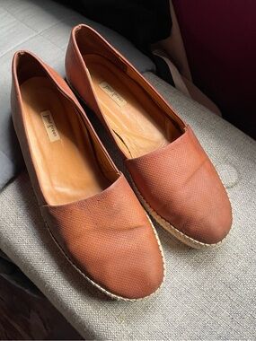 Paul Green Cognac Leather Espadrille Flats Loafers Slip On Shoes Women’s 7.5